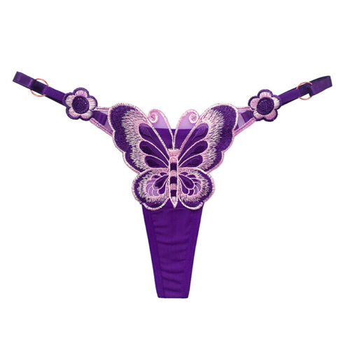 Damen Bestickter Tanga Sexy G-String Schmetterling Unterwäsche Dessous > - Bild 18 von 20