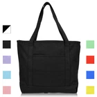 DALIX 20" Solid Color Cotton Canvas Shopping Tote Bag (Exclusive Edition)