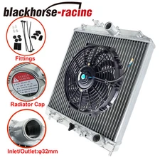 FOR 1992-2000 Civic EG/ Integra 3 Row Aluminum Cooling Radiator w/12" Fan Black