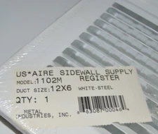 US AIRE 1102M 12x6W HVAC Register, 12" W x 6" H, Two-Way Steel for Sidewall, NEW