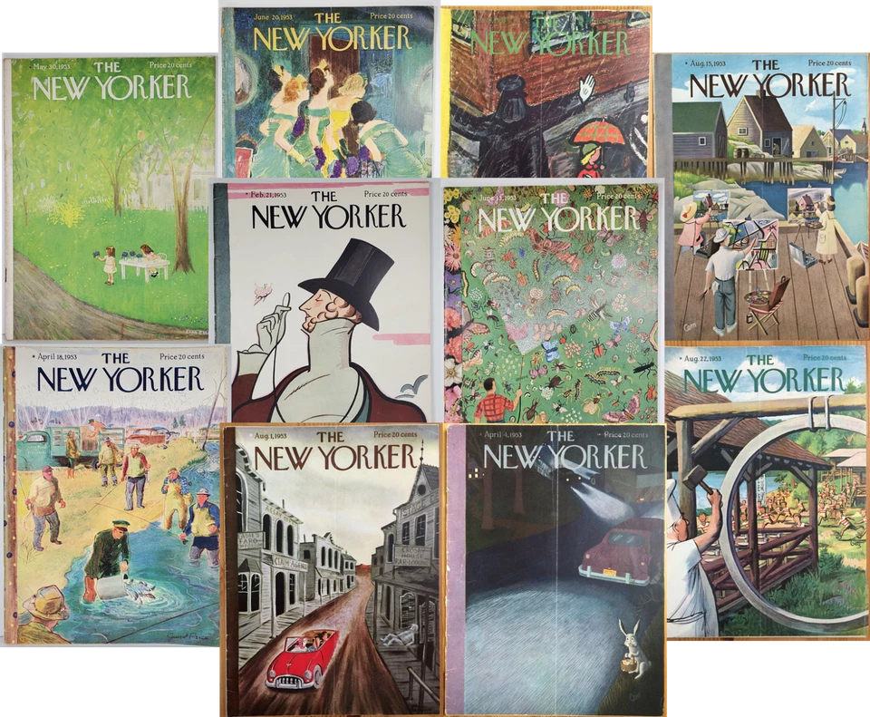 Original Vintage 1953 New Yorker Magazine Illustrated Cover Mid Century Travel - Image 2 of 3