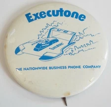 Vintage U-8 Pinback Button Hydroplane Boat Racing EXECUTONE Business Phone Co.