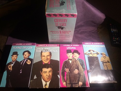 Abbott & Costello and Laurel & Hardy 2 VHS of Ea Comedy Teams Set of 4 VHS Tapes - Picture 5 of 5