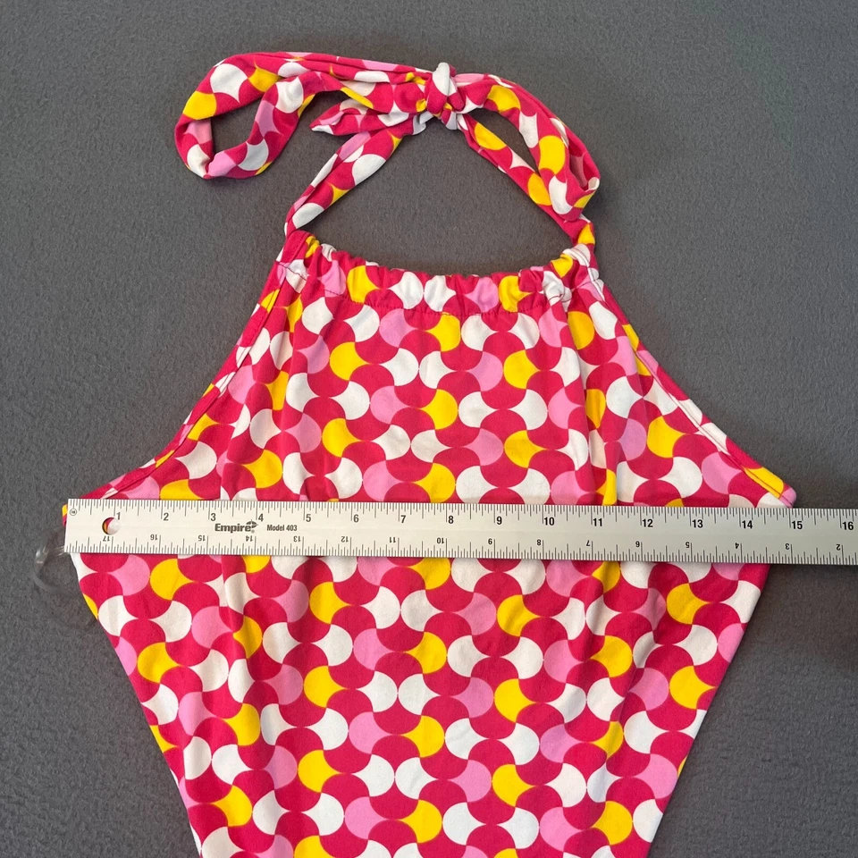 Top halter Gaze para mujer talla L círculos de natación superpuestos rosa amarillo cierre de corbata Foto 3 de 4
