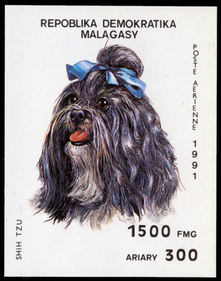 SHIH TZU Hund Briefmarke Block Kleinbogen Madagaskar - 1991 postfrisch MNH