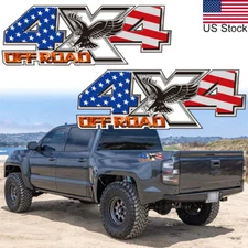 2pcs US Flag Eagle 4X4 Off Road Rear Trunk Bed Side Decal Sticker For Ford Chevy