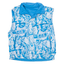 Play Crew Womens Puffer Gilet Blue Crazy Pattern L