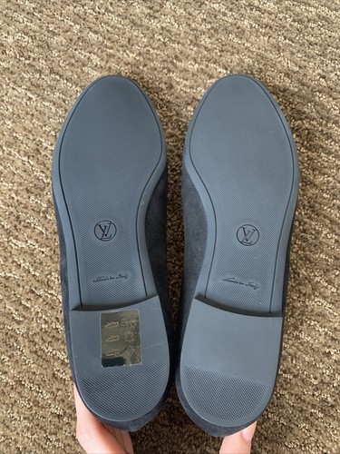 NIB 38 Louis Vuitton Uniformes Flat Ballerina Suede Black Womens Ballet Shoes - 第 4/4 張圖片