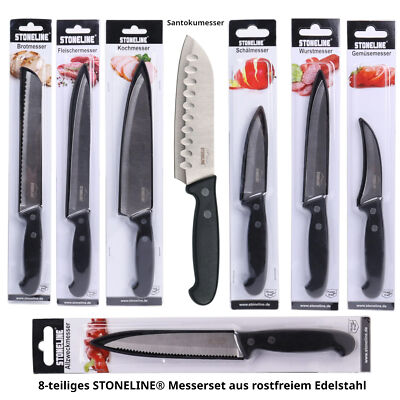 STONELINE  8tlg Edelstahl Messerset Fleischmesser Brotmesser Schälmesser IIWahl