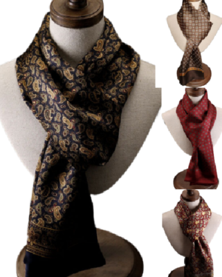 100% Silk Scarf men women neckerchief Wrap Paisley plaid striped