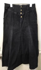 CHAR TOU Womens Retro Exposed Button-Fly Packaged Hip A-Line Maxi Black Denim XL