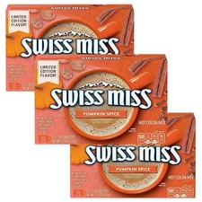 Swiss Miss Hot Chocolate PUMPKIN SPICE Real Cocoa Nonfat Milk Premium 24-Packets