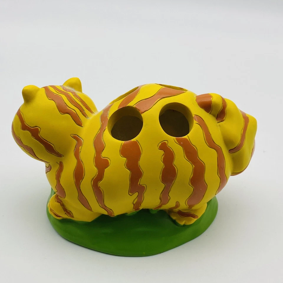 Soporte para cepillo de dientes Tiger Stripe Cat - amarillo, naranja Foto 3 de 4