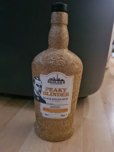 Custom Empty, Peaky Blinders Black Spiced Rum Gold Glitz Bottle
