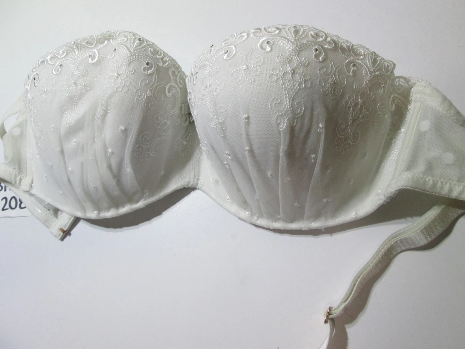 Sujetador Gossard Talla M Blanco Inalámbrico Forrado Balconette Encaje Cuentas Ajustable Halter Foto 4 de 4