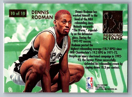 Dennis Rodman 1994 Fleer Ultra Rebound King #10 - Picture 2 of 2