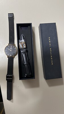 Daniel Wellington Womens Watch Rose Gold Black Dial 36mm Leather Band