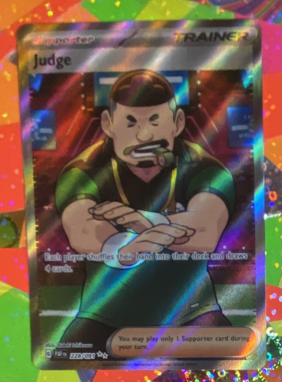 Judge 228/091 Full Art Trainer Ultra Rare Holo Paldean Fates Pokémon TCG NM