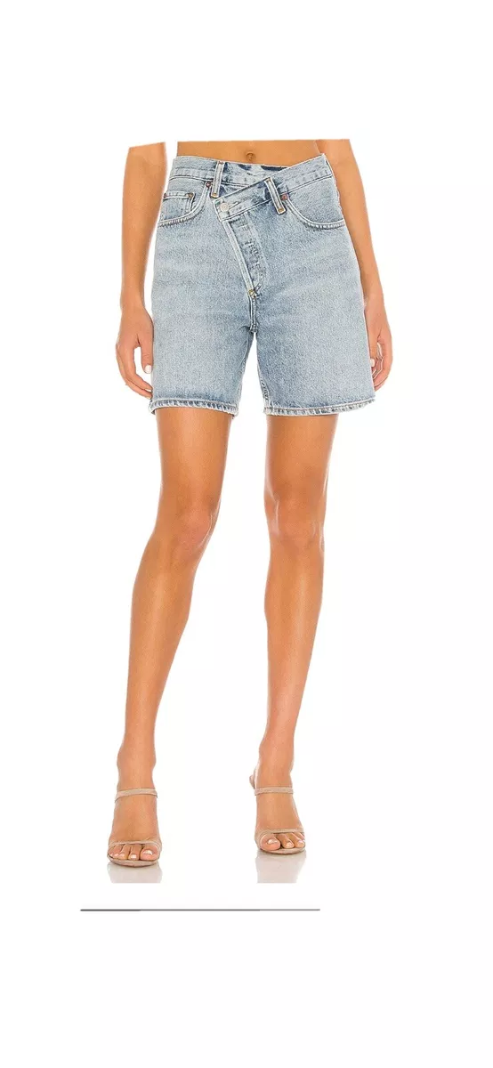 AGOLDE 100% Cotton Criss Cross Denim Shorts in Momentum Wash Size 26