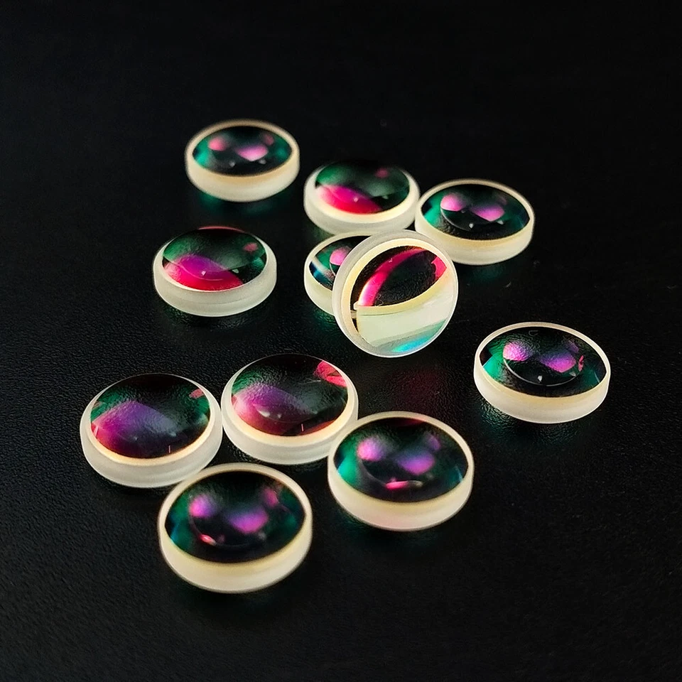 10 Stück optische Glaslinse Double Convex Magnifier Lens mit Film Brennweite 5mm