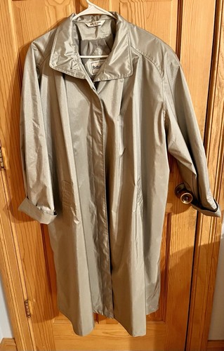 British Mist Trench Rain Coat Silver Gray VTG SZ 18 W 1980’s Princess Diana Gift - Picture 10 of 18