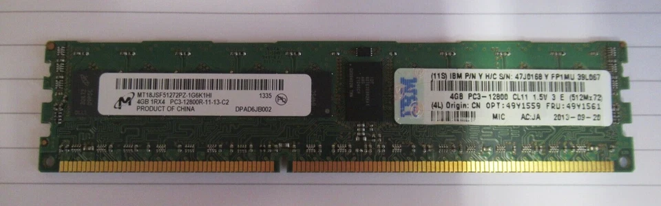 Micron MT18JSF51272PZ-1G6K1HI 8GB 2x4GB PC3-12800 DDR3-1600MHz CL11 240P Memory - Image 3 of 4