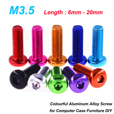 Round Pan Head Screws M3.5 Hex Socket Allen Bolts Aluminum Alloy Puter Case DIY