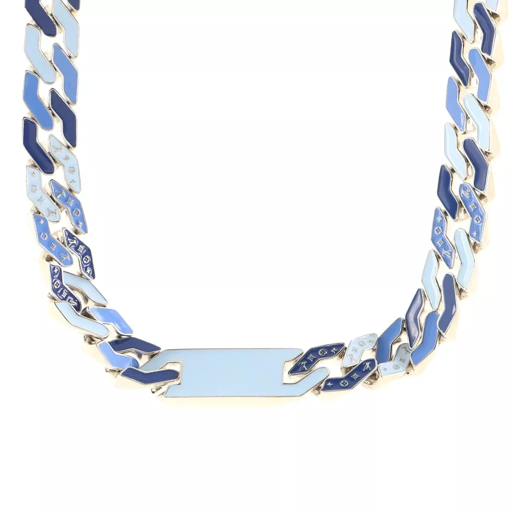Louis Vuitton Cuban Chain Necklace Blue eBay
