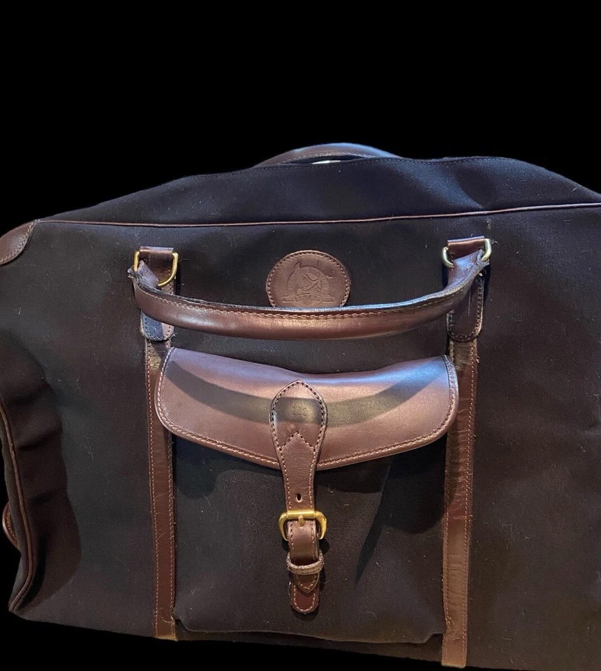 Bolso de viaje de fin de semana Eddie Bauer Vintage 1994 negro con adornos de lona/cuero Foto 2 de 4