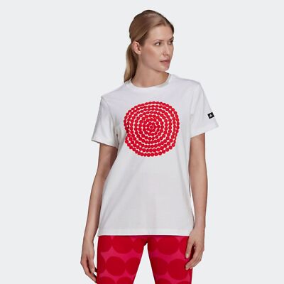 adidas X Marimekko Shirt Circle Kreis Designer Tee Sport & Freizeit Weiß Rot