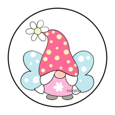 30 BUTTERFLY GNOME ENVELOPE SEALS LABELS STICKERS 1.5" ROUND DAISIES FLORAL