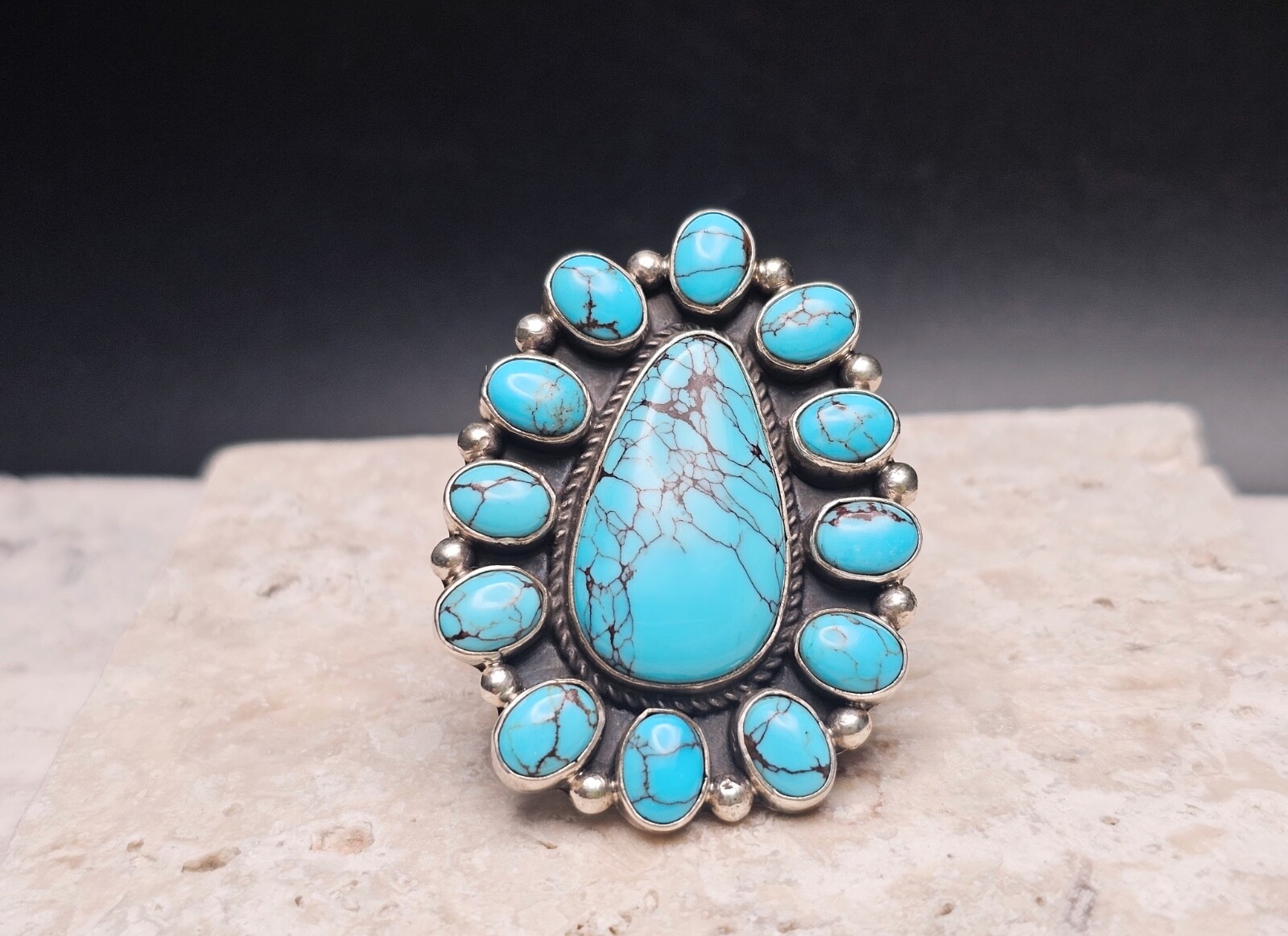 STUNNING LARGE Native American SterlingTurquoise … - image 2