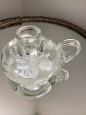Joe St Clair Blown Art Glass Taper Candle Holder Finger Lamp Paperweight Bubbles