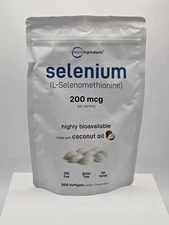 Selenium W/ Coconut Oil, 200 mcg, 500 Softgels Exp 06/27