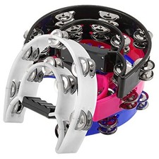 4 Pack 10 Inch Double Row Tambourine, Metal Jingles Hand Held 4 Colors