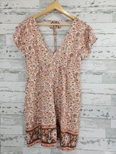 Loft Beach Womens Large Linen Blend Cover up Mini Dress Paisley Floral Pockets