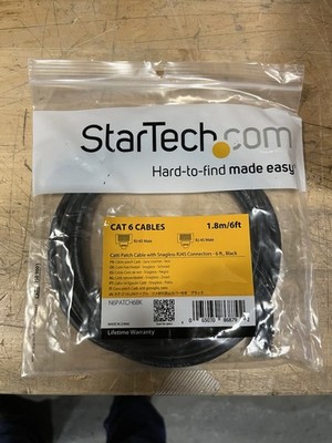 StarTech.Com CAT6 Ethernet Cable W/Snagless RJ45 Connectors Black 6' N6PATCH6BK