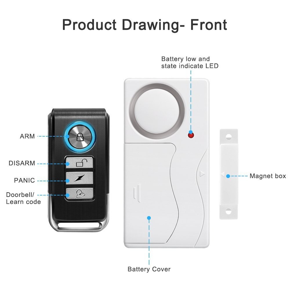 Door Alarm Wireless Anti-Theft Remote Control Door and Window Security Alarms