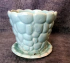 Vintage Teal McCoy Pebble Design Planter with Attached Saucer