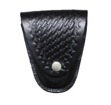 Duty Gear Basketweave Leather Standard Handcuff Case Black by Solar 1