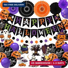 36 Pcs Halloween Party Decorations Indoor, Orange Purple Black Happy Halloween B
