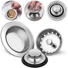 Mudder 3 Pcs Sink Plug Stopper Disposal Drain Strainer,Silver Silver