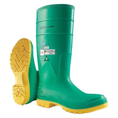 DUNLOP 870121433 Rubber Boot,Men's,14,Knee,Green,PR 2LMF2