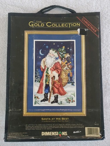 VTG Dimensions The Gold Collection NEW Cross Stitch Kit Santa At His Best #9112 - Bild 10 von 10