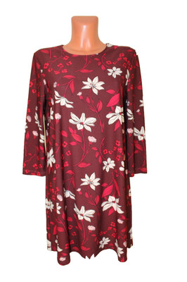 Mango Minikleid M 38 Kleid rot 3/4-Arm stretchig lang Shirt Tunika Slip On Dress