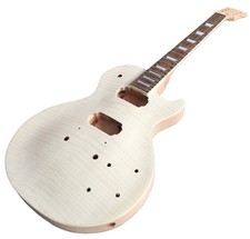 Hot Sale DIY Unfinished Flame Veneer Electric Guitar for LP Mahogany Body Neck