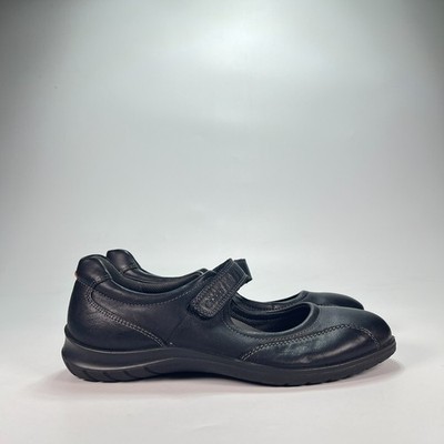 ECCO Dash Mary Jane Black Leather Comfort Flats Shoes Women's Size US 8.5 EU 39