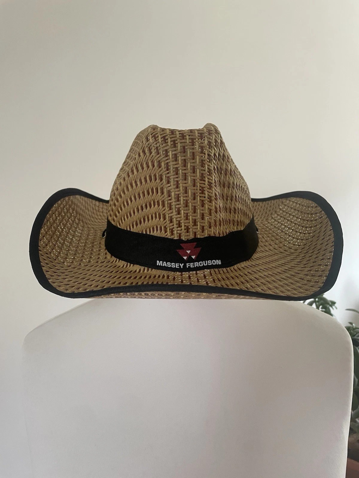 Massey Ferguson Western Cowboy Hat Curved Brim Logo Black Ribbon Festival