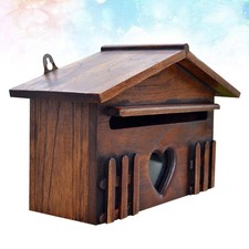 Creative Wooden Post Box Wall Mounted Mailbox Rainproof for Home Company