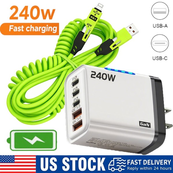240W Supe Fast Charging USB Type C Wall Charger For Samsung iPhone Android Phone
